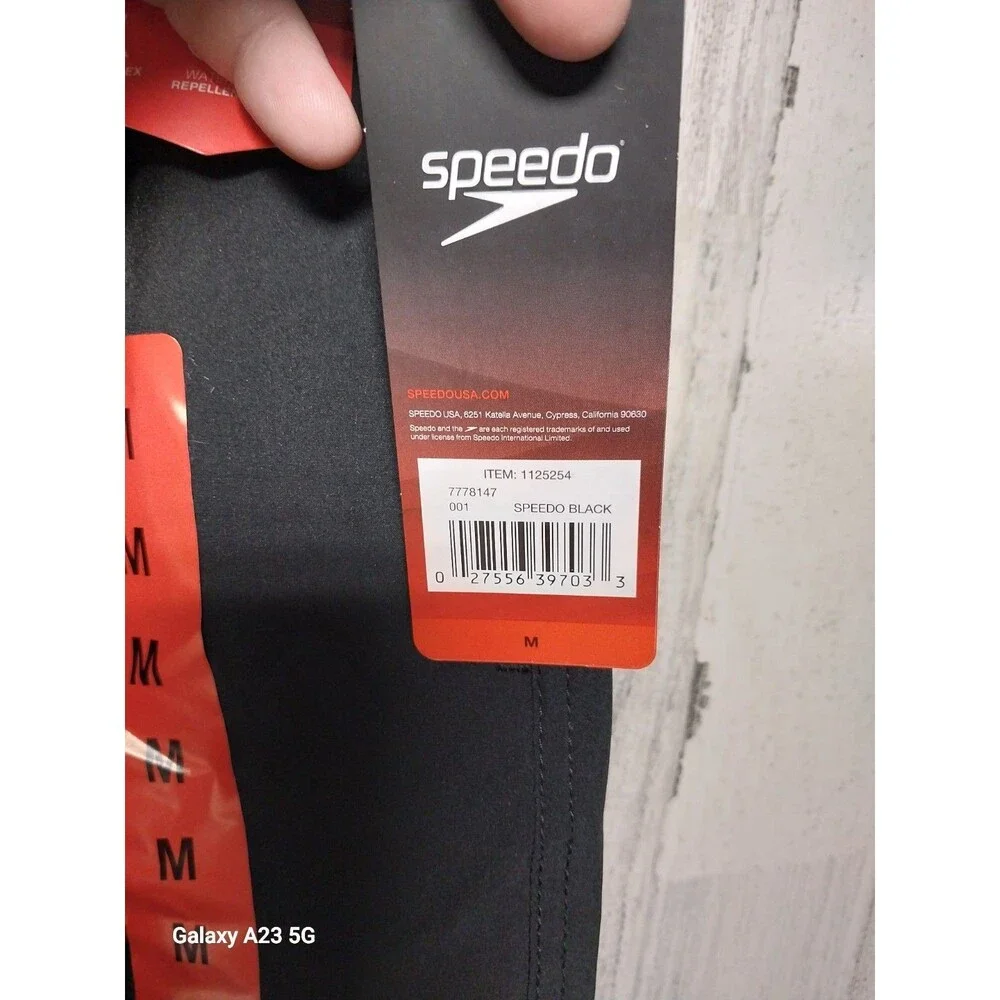 NEW! SPEEDO Tech Volley Stretch Swim Shorts Black-Gray Quick Dry size Medium